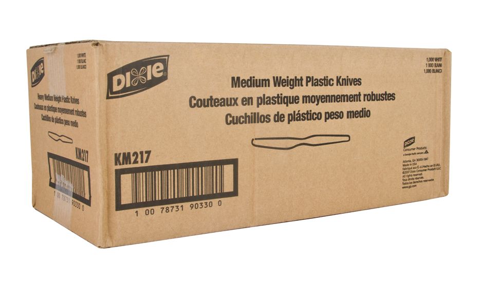 Dixie Medium Weight Plastic Knife - White, Bulk 1000 Count - SupplyDen