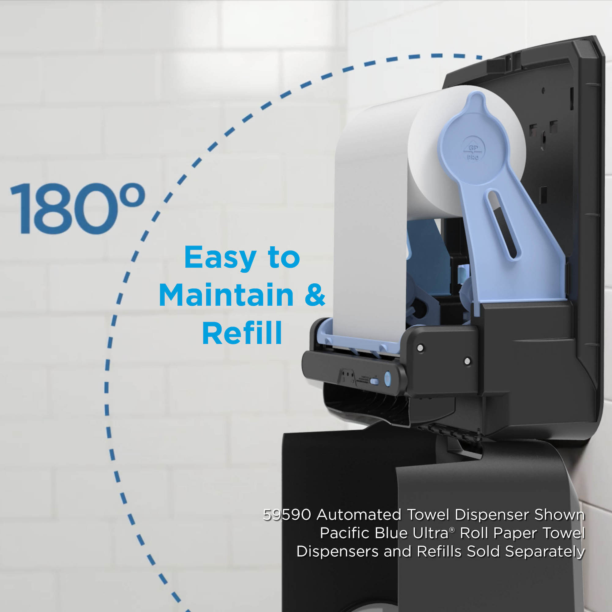 Gp Pro 59594 Pacific Blue Ultra 8 Water Resistant Touchless Paper Towel Dispenser Black 4346