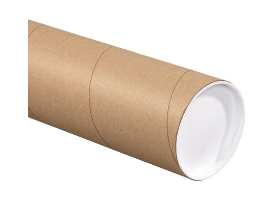 Mailing Tubes with Caps, Heavy Duty, Round, Kraft, 4 x 72, .125