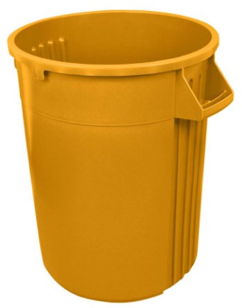 Rubbermaid Round Brute Container, Plastic, 32 gal, Yellow