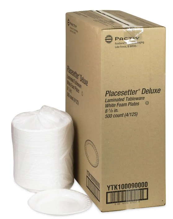 Placesetter Deluxe White Laminated Foam Plate - 8.88 diameter