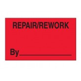 3" x 5" Fluorescent Red "Repair/Rework By" Labels