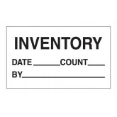 3" x 5" White W Black "Inventory - Date - Count - By" Labels