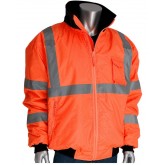 ANSI Type R Class 3 Value Bomber Jacket with Zip-Out Fleece Liner - Orange, Large